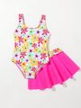 Infant Girls' Flower Print One-Piece Swimsuit