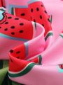 SHEIN Baby Girl Cute Cartoon Watermelon Pattern Flying Sleeve One-Piece Swimsuit