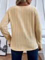 Women's Plus Size Patchwork Water Soluble Lace Long Sleeve T-Shirt