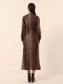 SHEIN Privé Full-Print Long Sleeve Dress
