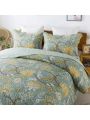 3-Piece Queen Quilt Set Quilted Bedspread Oversized Microfiber Lightweight Coverlet Set with Shams Reversible Printed Coverlet Bedding Set for All Season, Slate Blue, Queen Size