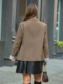 SHEIN Essnce Women'S Plus Size Color Blocking Striped Elegant Business Suit
