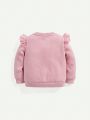 Cozy Cub Baby Girl Ruffle Trim Thermal Lined Sweatshirt