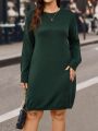 SHEIN LUNE Plus Size Back-tied Long Sleeve Sweater Dress