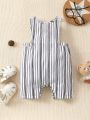 Baby Boy Striped Sleeveless Romper, Casual Summer Vacation Style