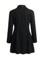 SHEIN LUNE Plus Size Solid Color Woolen Coat
