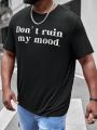 Manfinity Homme Men'S Plus Size Letter Print Short Sleeve Round Neck Casual T-Shirt