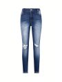 Tween Girls' Skinny Jeans With Distressed Details