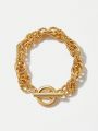 MOTF PREMIUM 18K GOLD-PLATED THICK HIP HOP STYLE FASHION WOVEN TWISTED CHAIN BRACELET