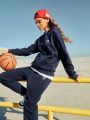 Street Sport Women's Drop Shoulder Hooded Sports Suit