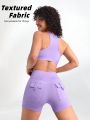 SHEIN Leisure Flip Pocket Back Sports Shorts