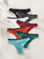 Women'S Letter Print Seamless Panties (7pcs/Set) Triangle Underwear