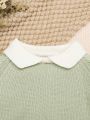 SHEIN Baby Leisure Knitted Set With Turtleneck Sweater And Sweater Pants