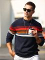 Men's Striped Colorblock Long Sleeve Sweater