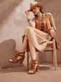 Styleloop Women'S High Heeled Fringed Roman Sandals