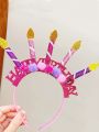 1pc Pink Candle Shaped Plush Hair Hoop For Women, Perfect As Photography Prop And Cartoon Headband Accessory For Party