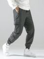 Extended Sizes Men's Plus Size Drawstring Waist Slanted Pocket Cargo Pants