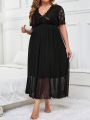 Plus Size Women'S Lace Patchwork Open Back Sexy Nightgown