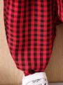 Baby Boy Plaid Print Flap Detail Jacket & Pants Without Tee