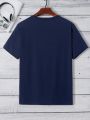 Men's Short Sleeve Round Neck T-shirt With Text & Cartoon Pattern