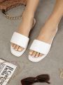 Ladies' Solid Color Open Toe Flat Sandals With Ankle Strap
