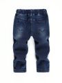 Baby Boys' Enzyme Washed, Horse & Bear Embroidery Jeans Pants