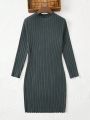 SHEIN LUNE Women's Plus Size Solid Color Simple Design Dress