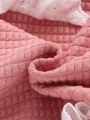SHEIN Baby Girls' Casual Sweetheart Pattern Plaid & Lace Splice Long Sleeve Sweatshirt