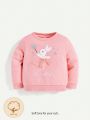 Cozy Cub Baby Girls' Cartoon Rabbit Printed Round Neck Raglan Sleeve Sweatshirt