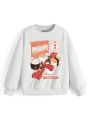 SHEIN X Wehkid Teen Girls' Casual Cartoon Printed Long Sleeve Sweatshirt For Fall/Winter