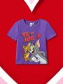 TOM & JERRY X SHEIN Young Boy Cartoon & Letter Graphic T-Shirt