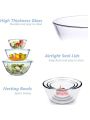Glass Mixing Bowls with Lids Set of 3 - Large Kitchen Salad Space-Saving Nesting Bowls, Round Serving Bowls for Cooking,Baking,Prepping,Dishwasher Safe
