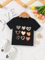 SHEIN Baby Girls' Casual Heart Pattern Printed Top