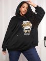 SHEIN CURVE+ Plus Size Printed Hoodie Sweatshirt