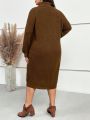 EMERY ROSE Plus Turtleneck Raglan Sleeve Sweater Dress