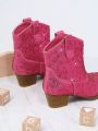 Girls Rhinestone Detail Slip On Boots