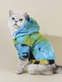 PETSIN Fall Winter Blue Green Black Tie Dye Pet Jacket For Cats And Dogs