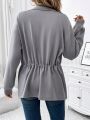 EMERY ROSE Women'S Waist Drawstring Drop Shoulder Jacket