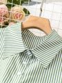 Plus Size Women'S Vertical Striped Long Sleeve Shirt