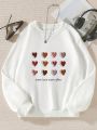 Teen Girls' Heart & Slogan Print Sweatshirt