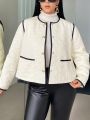 SHEIN Privé Plus Contrast Binding Quilted Coat