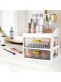 Makeup Organizer for Vanity, Large Capacity Desk Organizer with Drawers for Cosmetics Lipsticks Jewelry Nail Care Skincare,Ideal for Bedroom and Bathroom Countertops