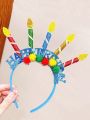 1pc Women's Blue Candle Shaped Plush Hair Hoop, Suitable For Parties, Cartoon Headband For Taking Photos