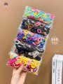 5 Packs/500pcs Girls' Colorful Towel Ring Hair Ties