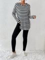 SHEIN Essnce Women's Striped Hooded Top And Leggings Set