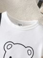 SHEIN Boys' Bear Print Short Sleeve Romper For Baby