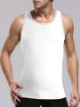 Men'S Casual Patchwork Decorated Sleeveless Top With Ribbed Edge