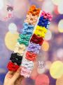 30pcs Cute Candy Colored Hair Clips With Bowknot Design For Girls