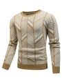 Men's Round Neck Striped Sweater