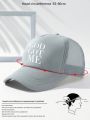 1pc Men's Outdoor Leisure Baseball Mesh Cap With Adjustable Strap And Letter Pattern, Trucker Hat